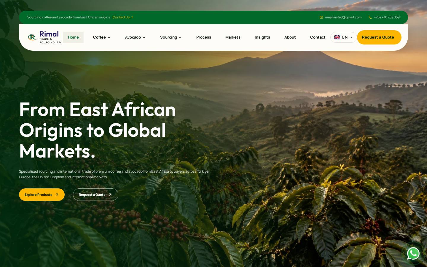 RIMAL Trade & Sourcing website (rimalsourcing.com.tr) designed and developed by Avani Digital
