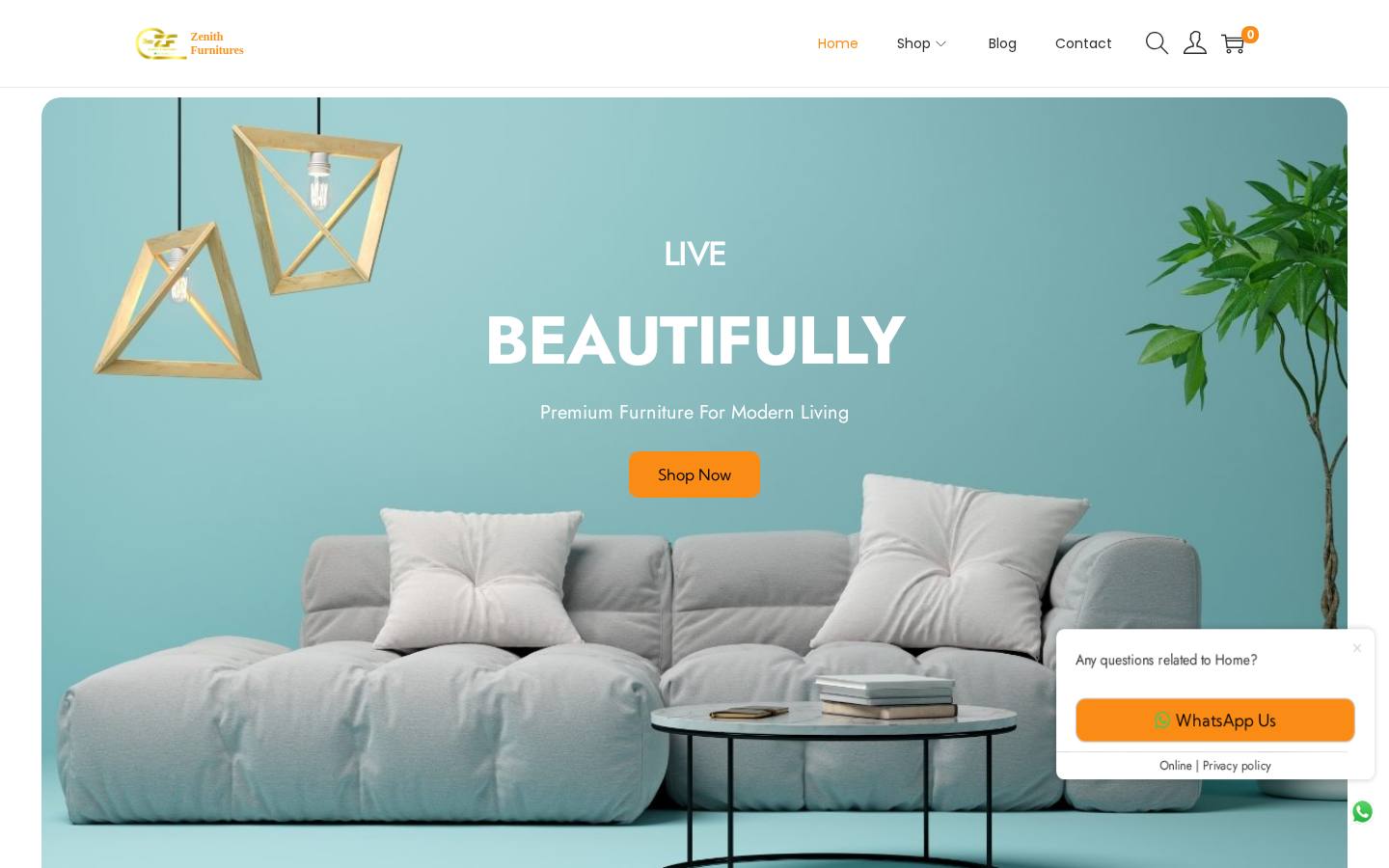 Zenith Furnitures website (zenithfurnitures.co.ke) designed and developed by Avani Digital